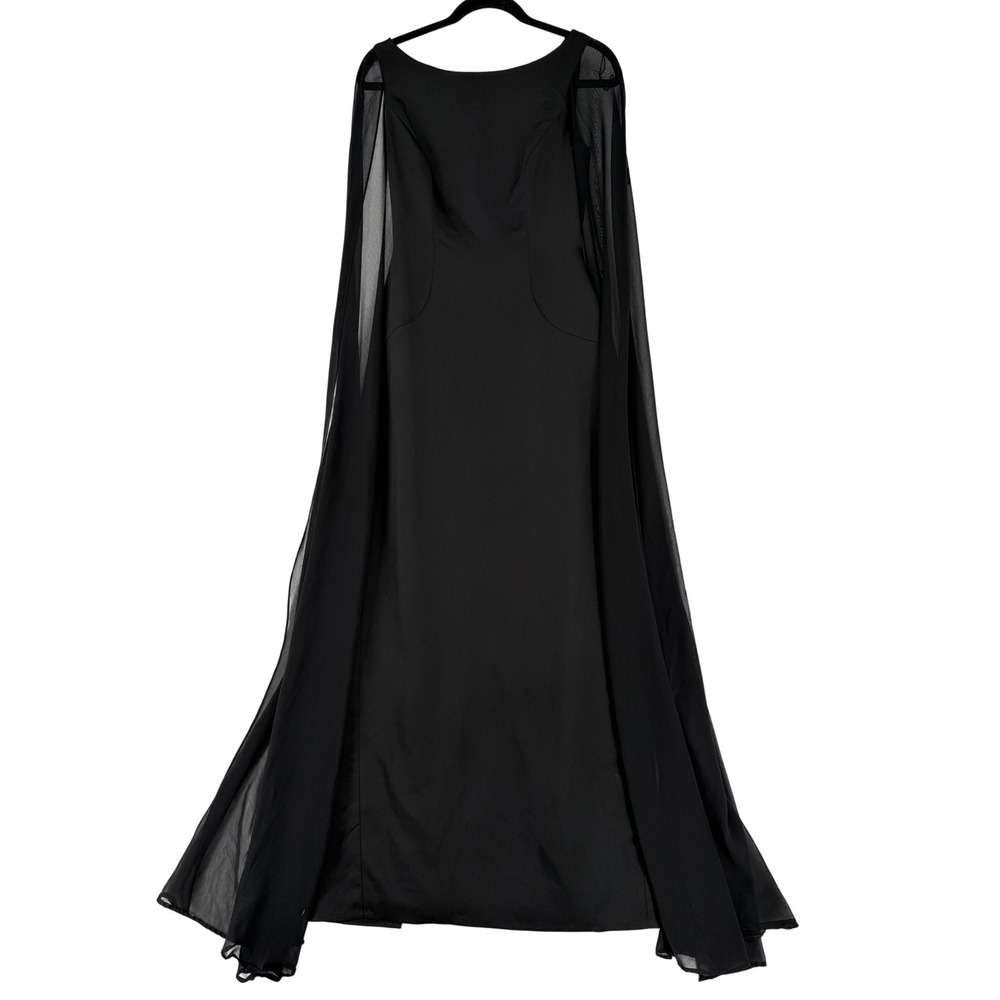 Adrianna‎ Papell Satin Column Gown with Chiffon Cape - Picture 2 of 13